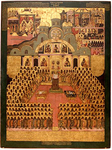 An icon of the Seventh Ecumenical Council (17th century, Novodevichy Convent, Moscow). Click here to read entire article.