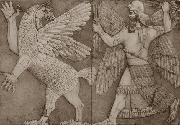 Sumerian chaos monster and sun god. (Wikipedia)